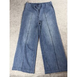 Franne Golde Womens Wide Leg Jeans XL Medium Wash Blue High Rise Stretch